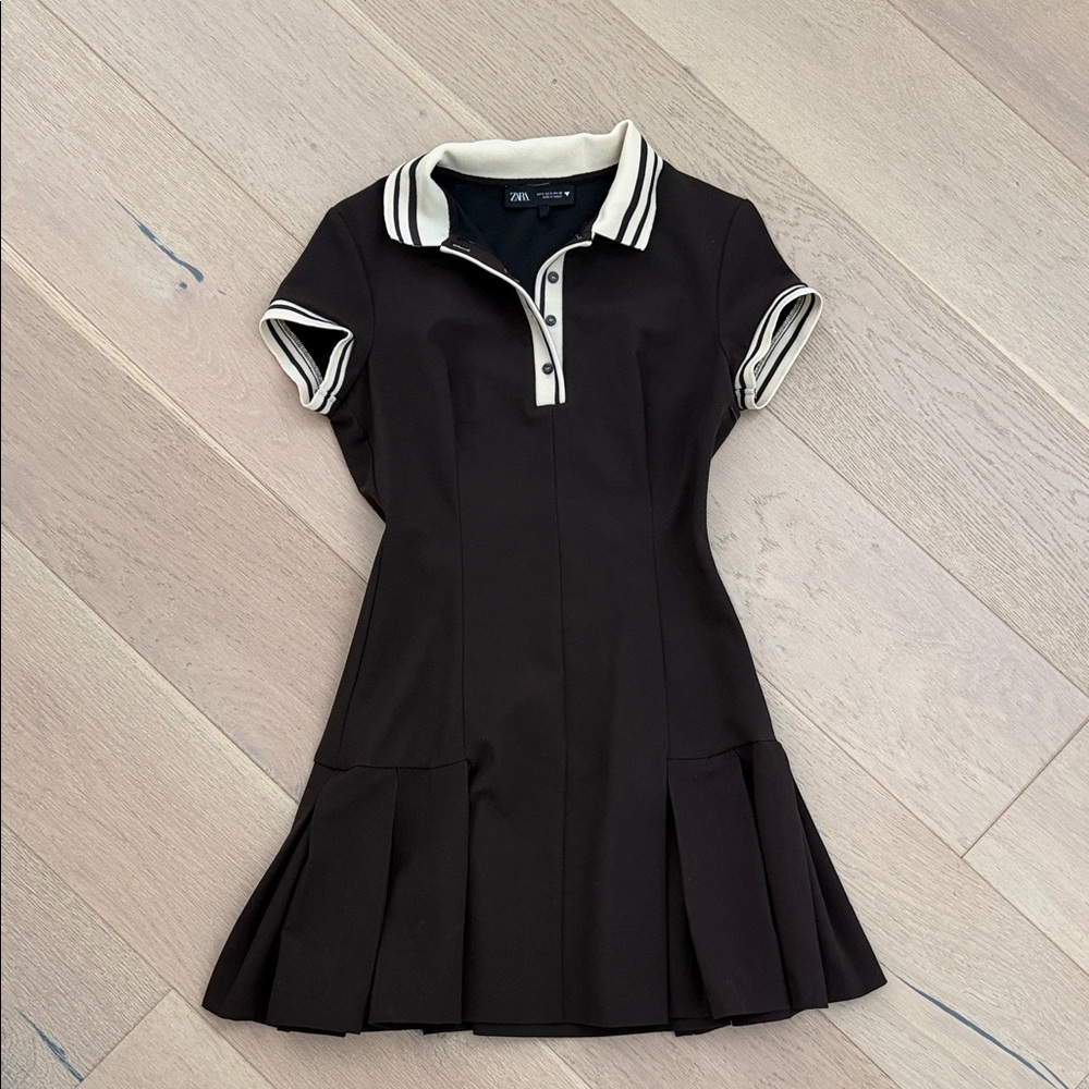 Zara Black Dress with Cream Accents